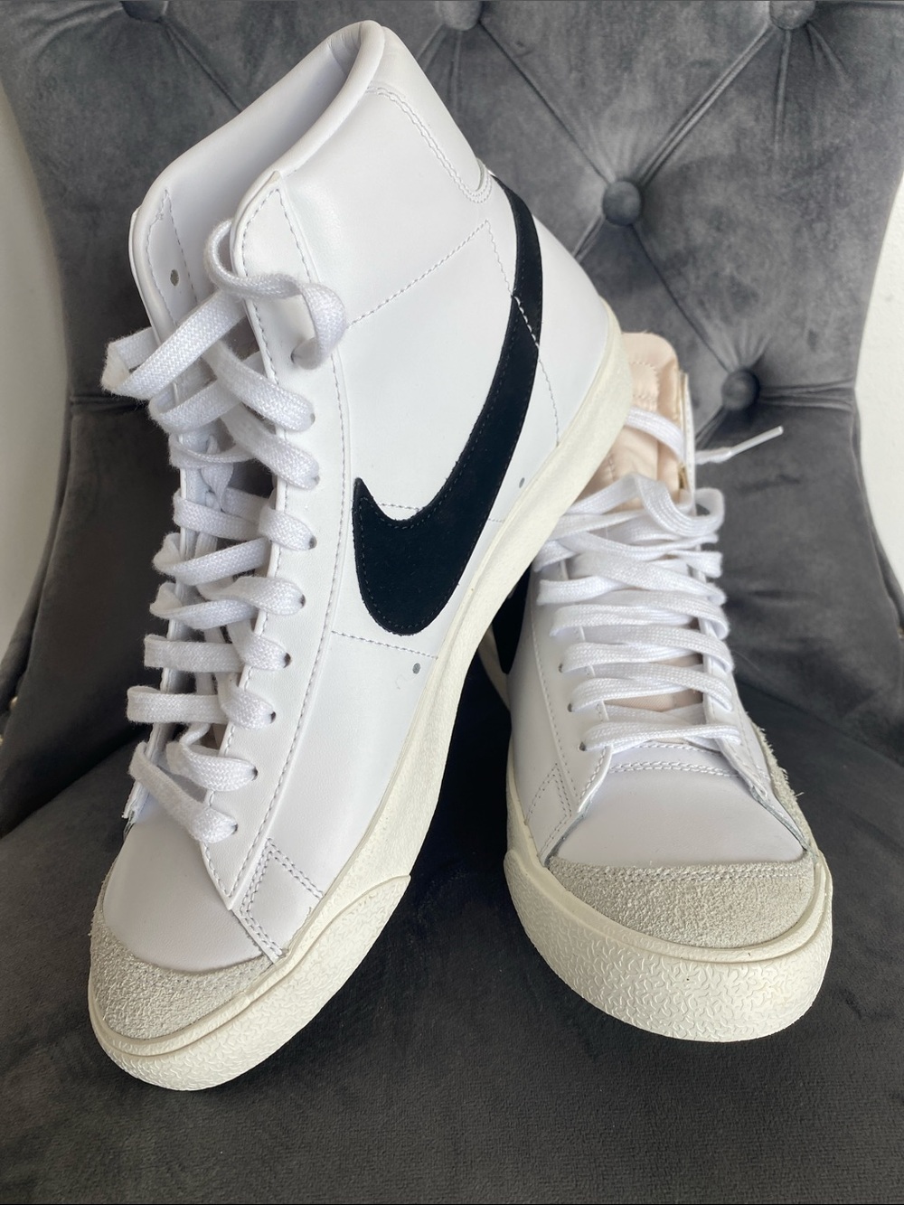 Nike White and Black High-Top Sneakers